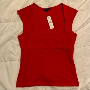 NWT - J Crew Red Square-neck Top (Size Small)